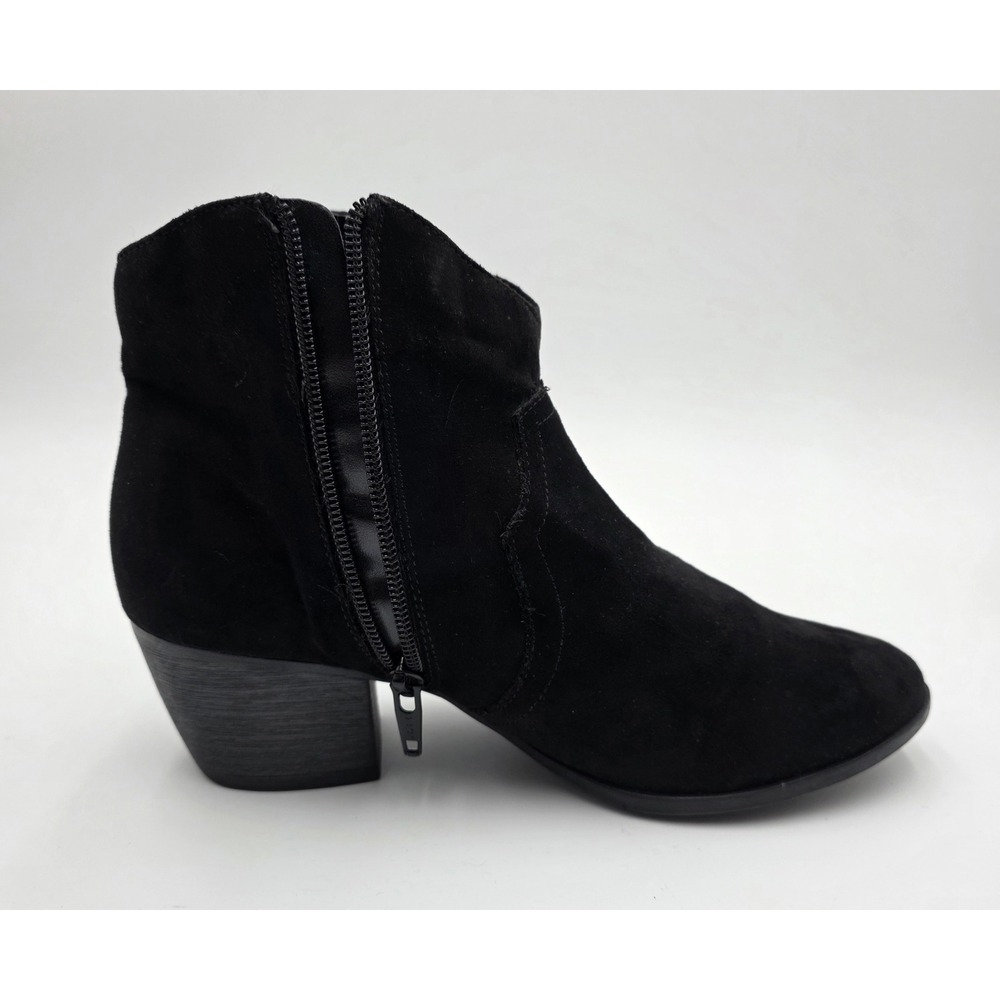 Faded Glory Women's Black Faux Suede Ankle Boots Block Heel Side Zip Size 7 - Picture 4 of 12